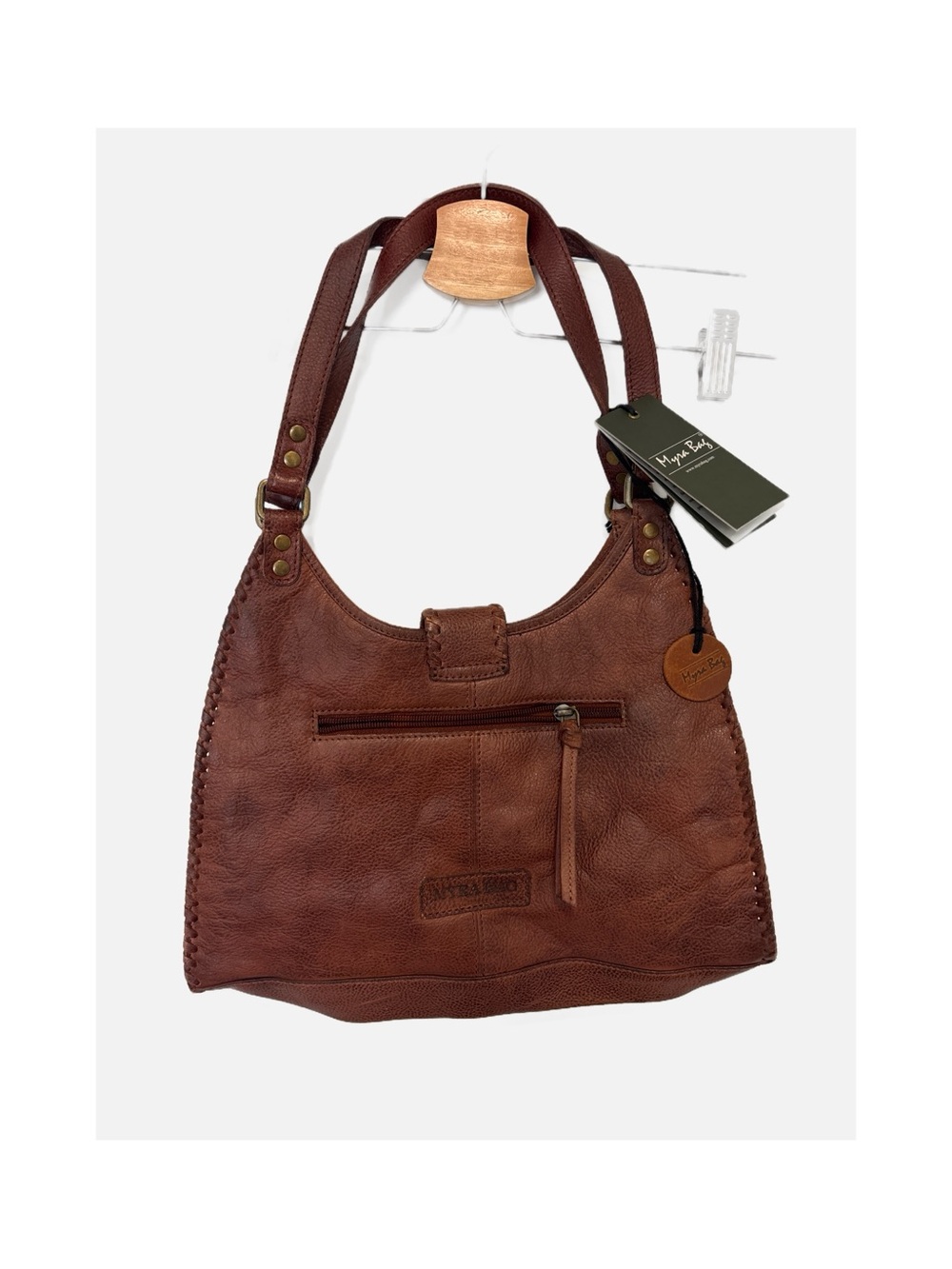 Myra Bag. Vintage-Style Brown Leather Shoulder Bag